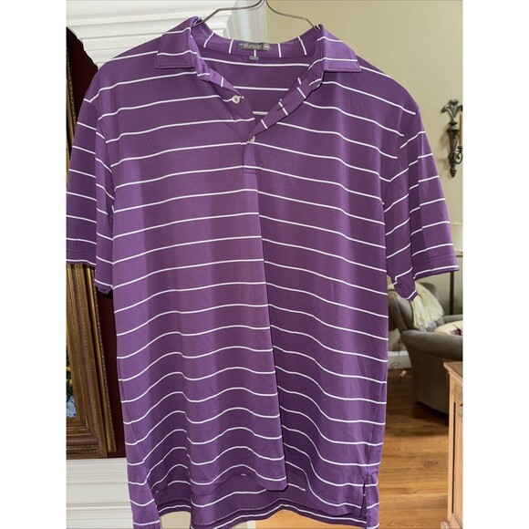 Peter Millar Other - Peter Millar Summer Comfort Crown Sport Golf Shirt Mens Large Purple Strpe Logo